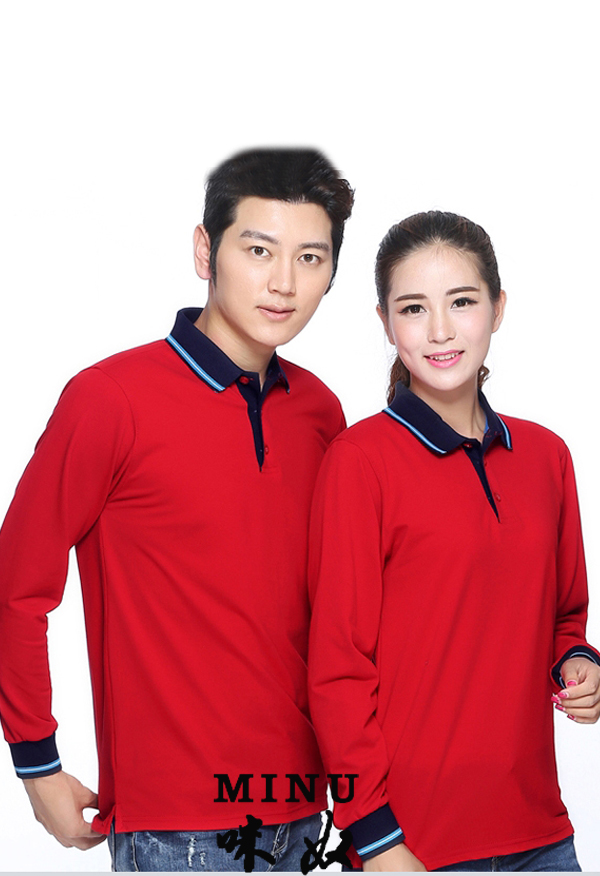 紅色翻領T恤定製